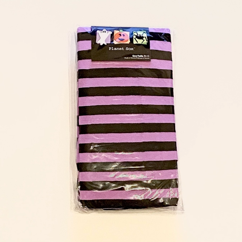 PLANET SOX Juniors Striped Tights Purple and Black Size 9-11